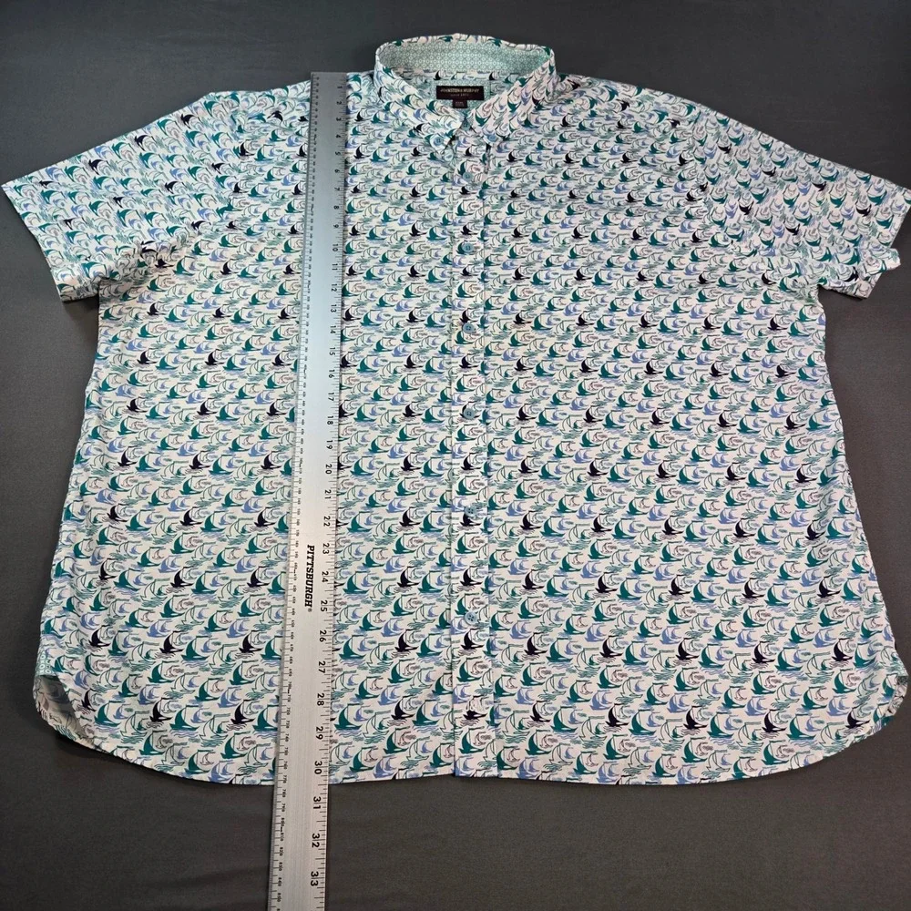 Johnston & Murphy Men's Sz XXXL Sailboat Nautical Print Cotton Button Down Shirt